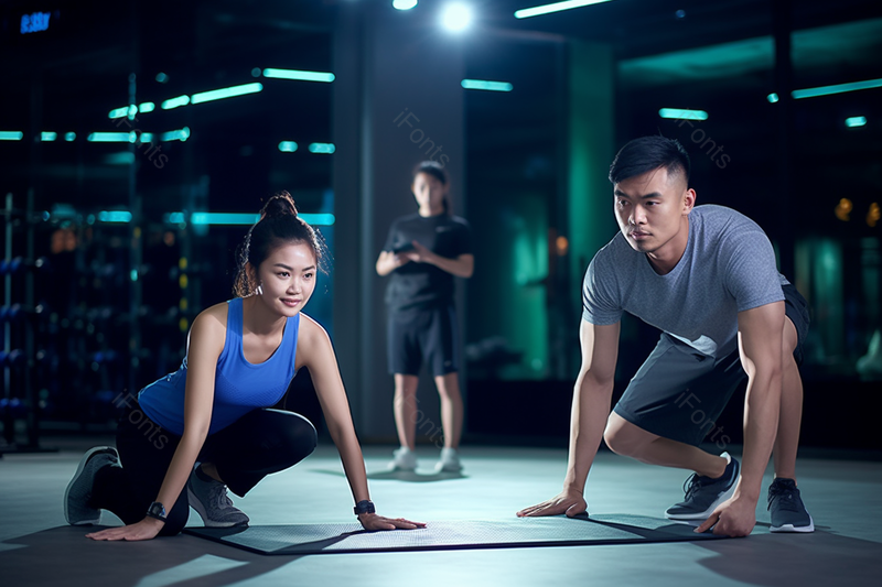 女性健身教练指导学员哑铃训练,高清,摄影图,摄影图片,图片大全,摄影图免费下载